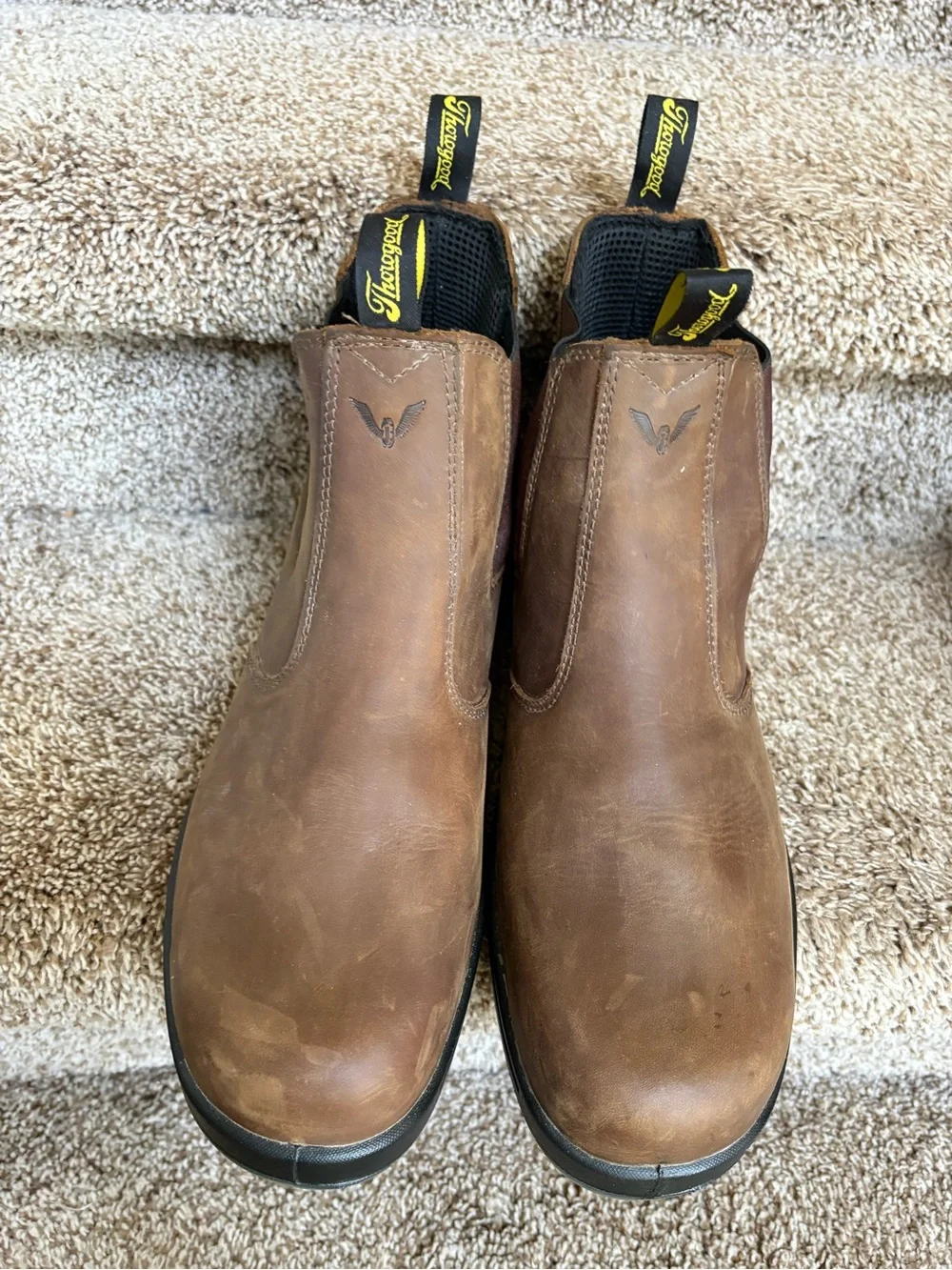 Thorogood Men's Brown Leather Slip-On Chelsea Work Boots